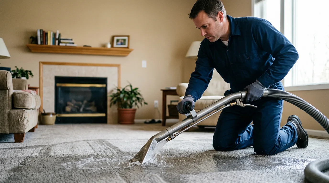Water damage restoration technician working near Melrose, NY